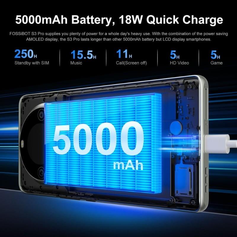 Fossibot S3 Pro 6GB/128GB Negro - capacidad de la batería