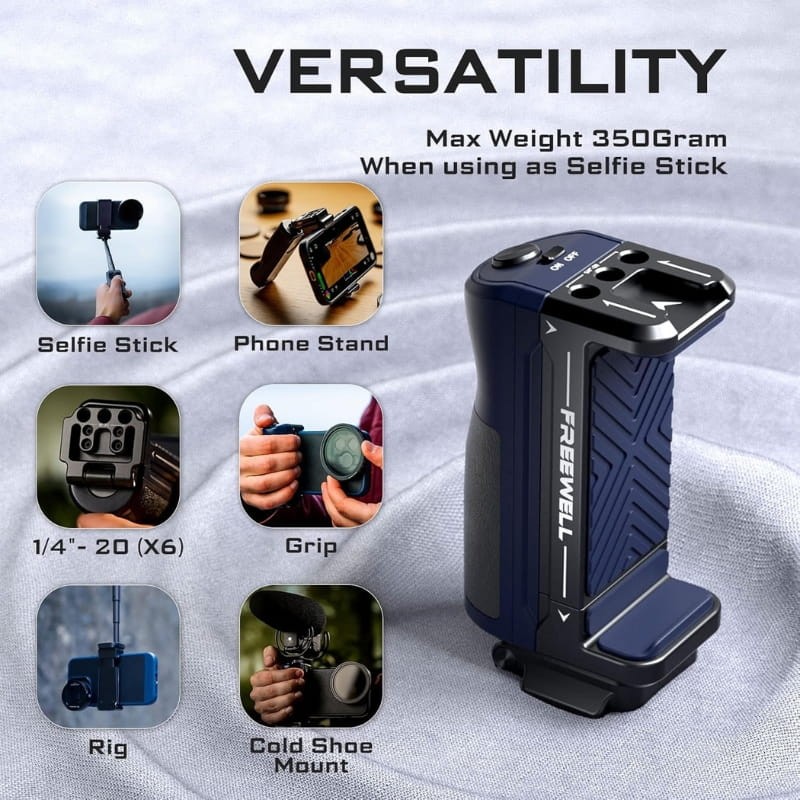 Freewell Versatile Bluetooth Selfie Grip - versatilidad del diseño