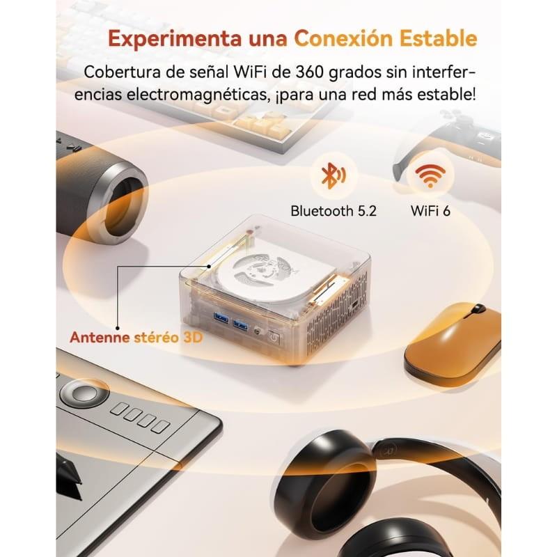 GEEKOM A5 AMD Ryzen 7 5825U 16GB/512GB SSD Win11 Pro - conectividad inalámbrica