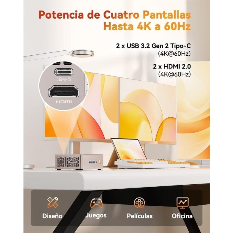 GEEKOM A5 AMD Ryzen 7 5825U 16GB/512GB SSD Win11 Pro - cuádruple salida de vídeo