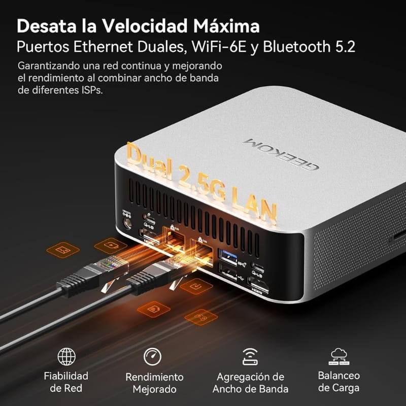 GEEKOM A8 Max AMD Ryzen 9 8945HS 32Go/2To Win 11 Pro - connectivité sans fil