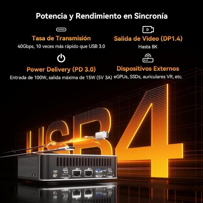 GEEKOM A8 Max AMD Ryzen 9 8945HS 32Go/2To Win 11 Pro - Ports USB