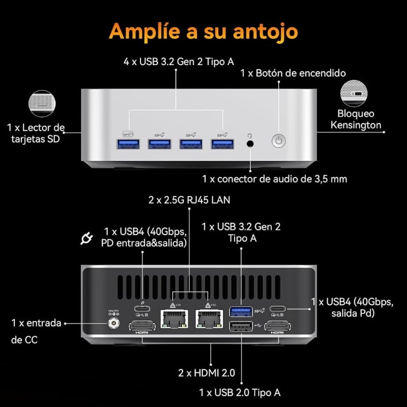 GEEKOM A8 Max AMD Ryzen 9 8945HS 32Go/2To Win 11 Pro - interface