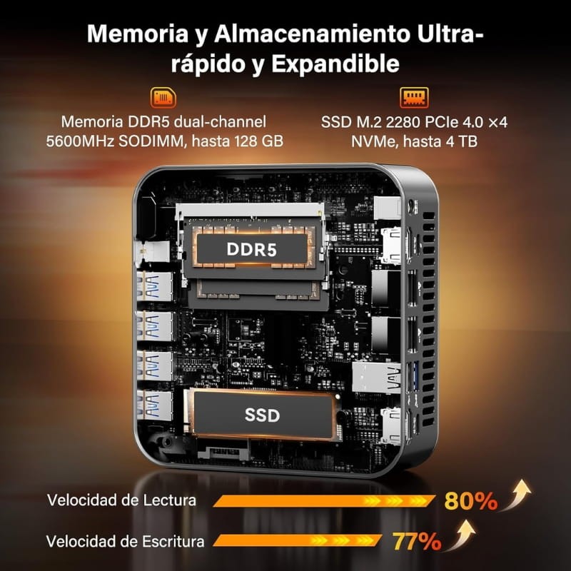 GEEKOM A9 MAX AI AMD Ryzen AI 9 HX 370 32GB/2TB Win11 Pro - capacidad de memoria