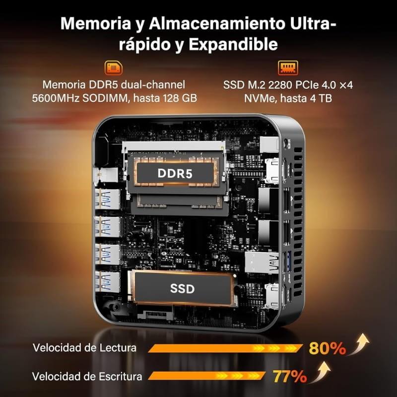 GEEKOM A9 MAX AI AMD Ryzen AI 9 HX 370 32GB/2TB Win11 Pro - capacidad de memoria