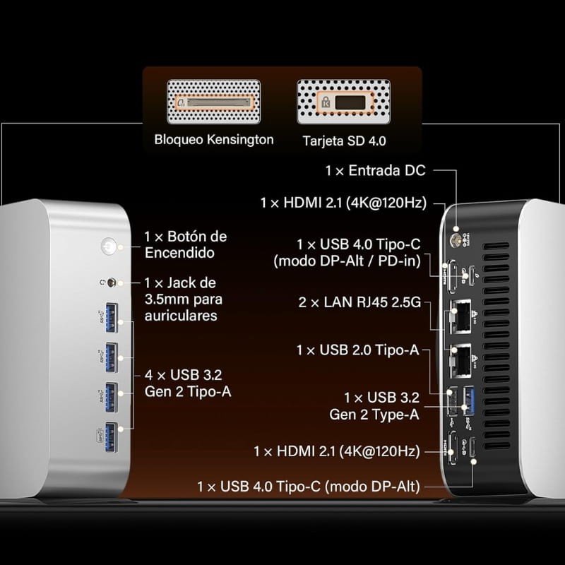 GEEKOM A9 MAX AI AMD Ryzen AI 9 HX 370 32GB/2TB Win11 Pro - interfaz