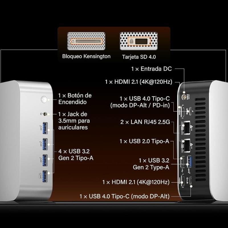 GEEKOM A9 MAX AI AMD Ryzen AI 9 HX 370 32GB/2TB Win11 Pro - interfaz