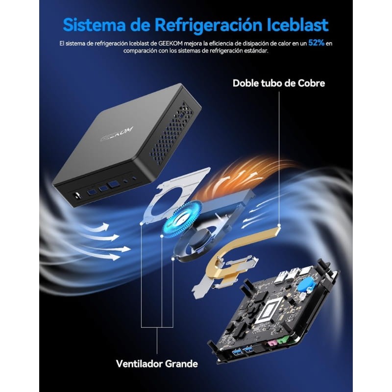 GEEKOM Air12 Lite Intel N150 16GB/512GB Win11 Pro - sistema de refrigeración