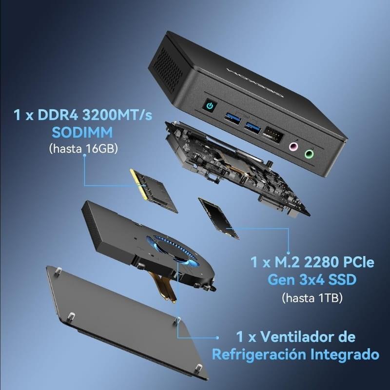 GEEKOM Air12 Lite Intel N150 16GB/512GB Win11 Pro - estructura