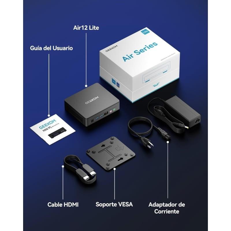 GEEKOM Air12 Lite Intel N150 16GB/512GB Win11 Pro - contenido de la caja