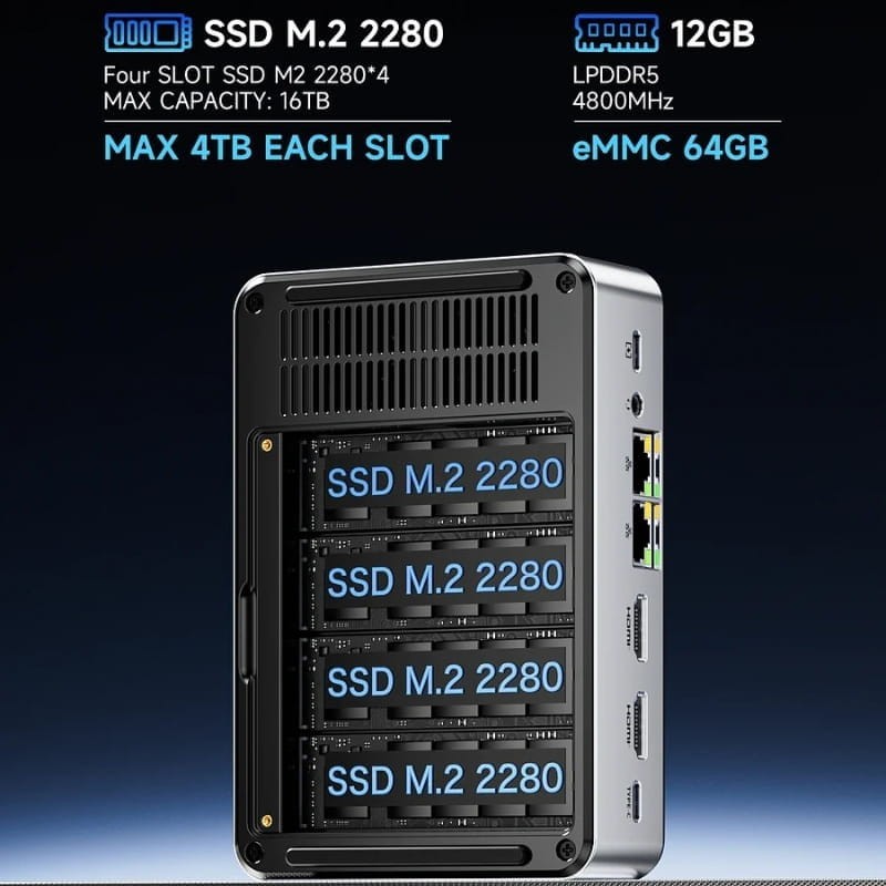 GMKtec NucBox G9 - Emplacements pour SSD