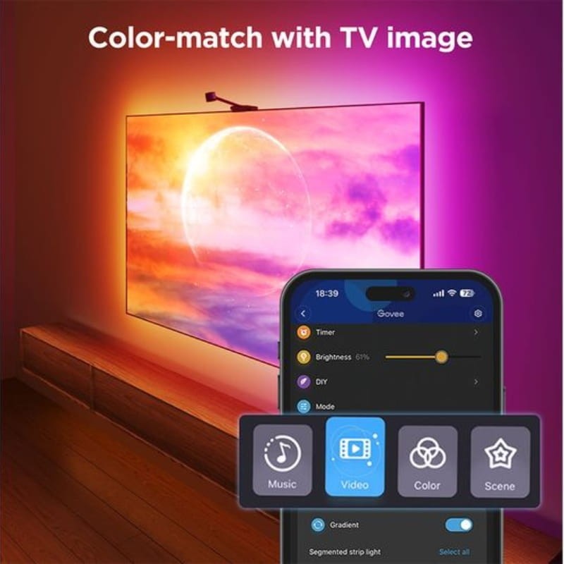 Govee H6098 Envisual TV Backlight Edición Netflix - control a través de app