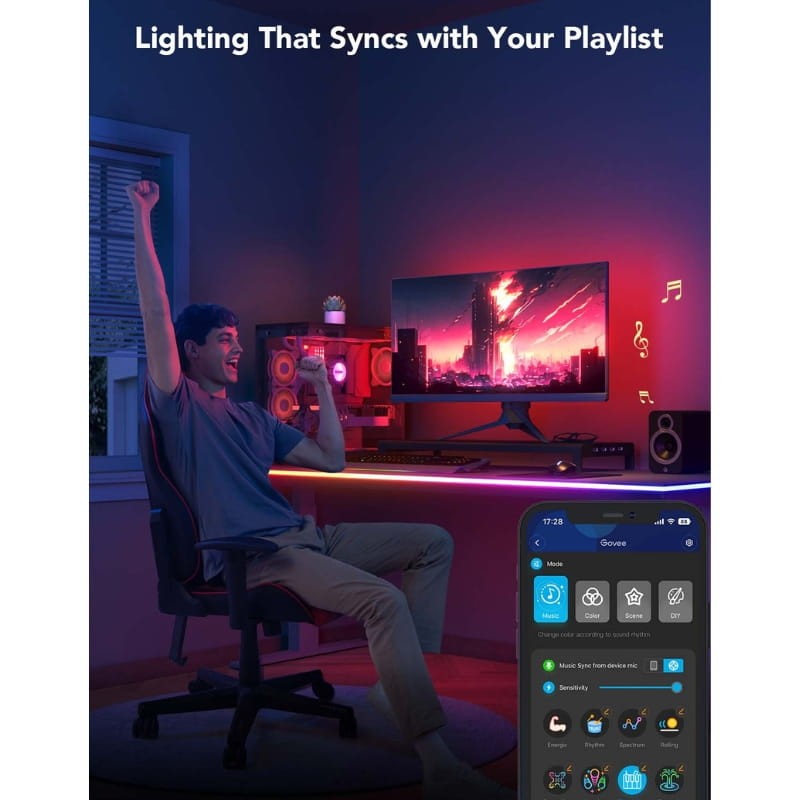 Govee H61C2 Neon Gaming - Bande LED - synchronisation avec la musique