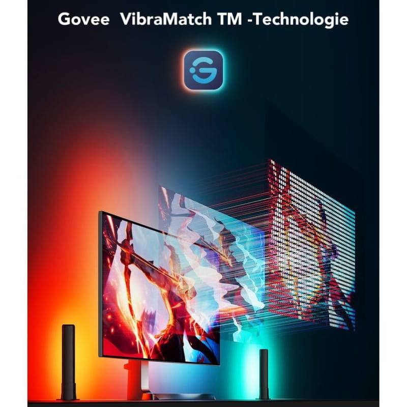 Govee H6608 PC Monitor Pro Kit - Tira LED + Barra de Luz LED - tecnología VibraMatch