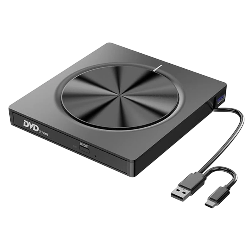 Grabadora de CD/DVD Externa 8 en 1 con USB-C/A/MicroSD