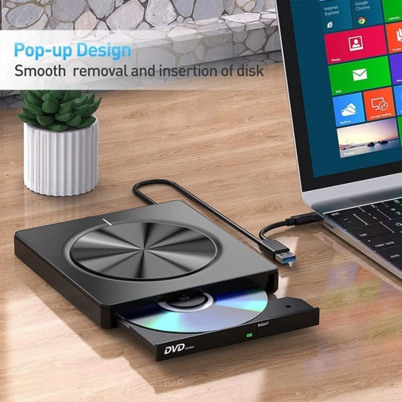 Graveur CD/DVD externe 8 en 1 avec USB-C/A/MicroSD - design extérieur