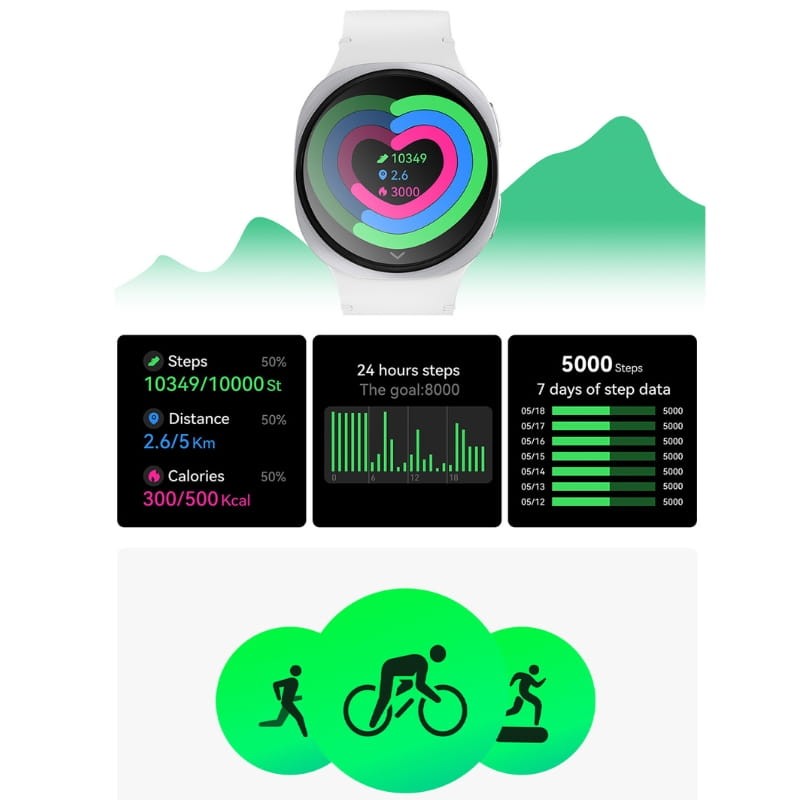 HD8 Mini Noir - Montre intelligente - surveillance du sport