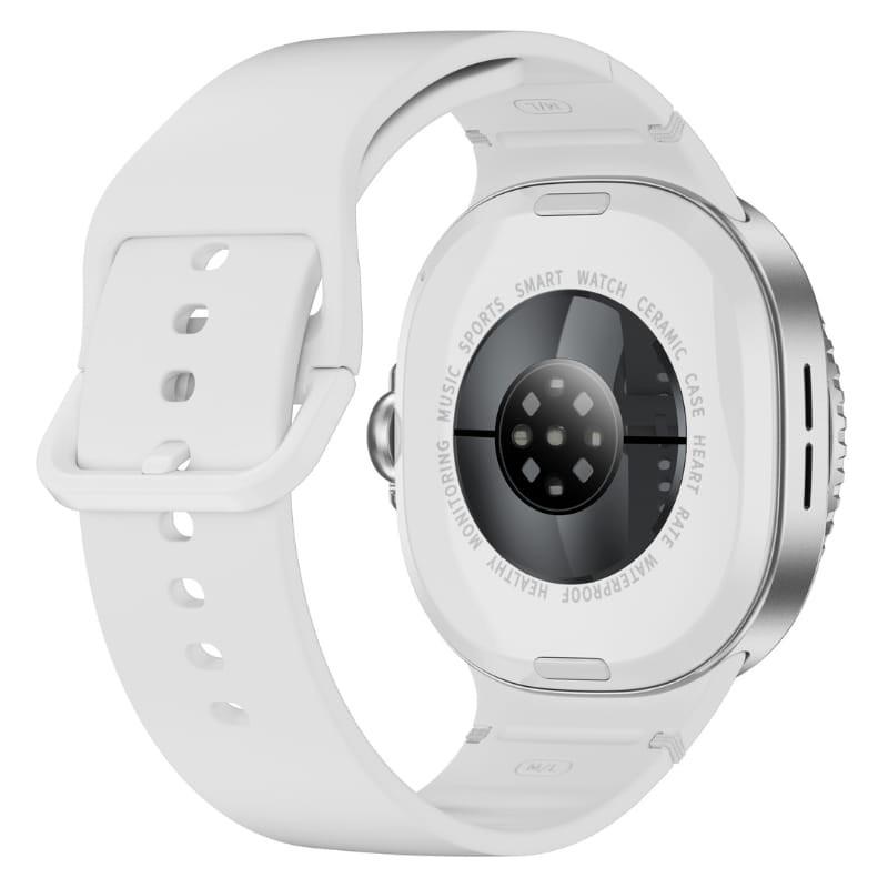 HD8C Blanc - Montre intelligente - vue arrière à 45 degrés