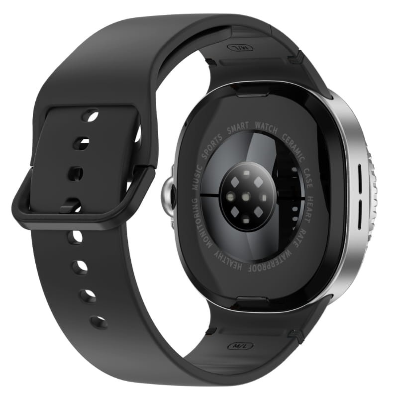 HD8C Noir - Montre intelligente - vue arrière à 45 degrés