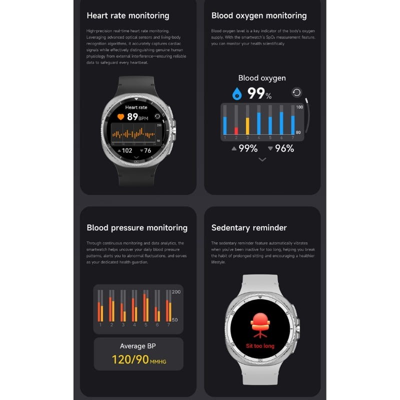 HD8C Blanc - Montre intelligente - surveillance de la santé