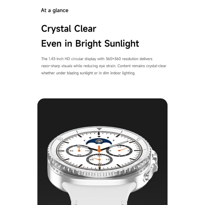 HD8C Blanc - Montre intelligente - caractéristiques de l'écran