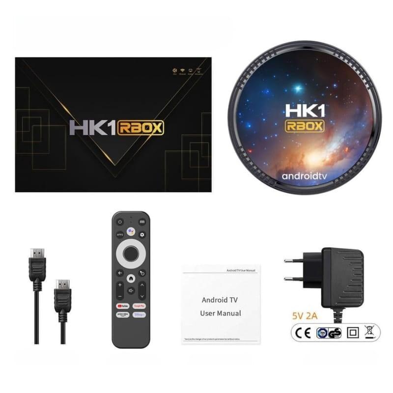HK1 Rbox W2T S905W2 4Go/64Go Android 11 Noir - Android TV - contenu de la boîte