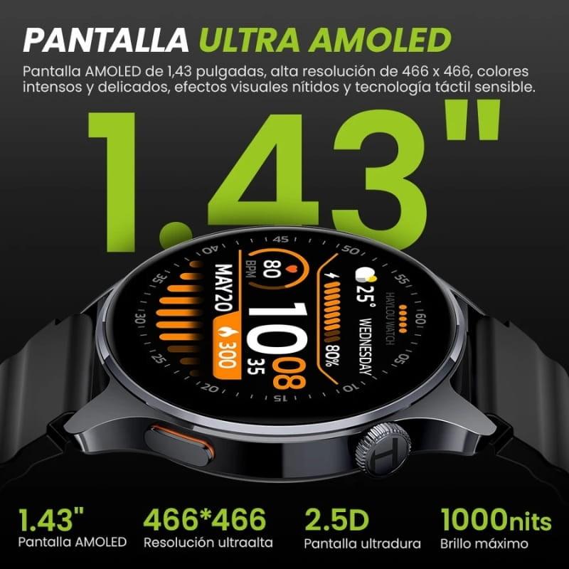 Haylou Watch 4S Preto - ecrã AMOLED