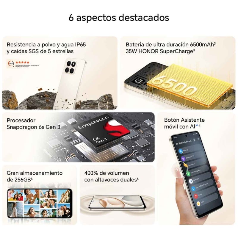 Honor 400 Smart 5G 6GB/128GB Plata - aspectos destacados