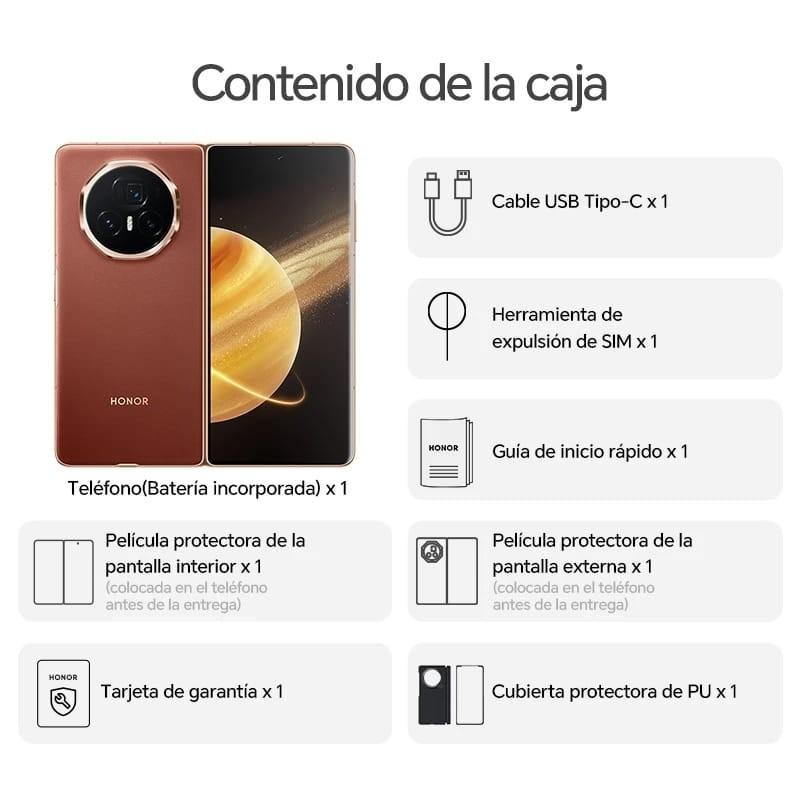 Honor Magic V3 5G 12GB/512GB Castanho - conteúdo da caixa