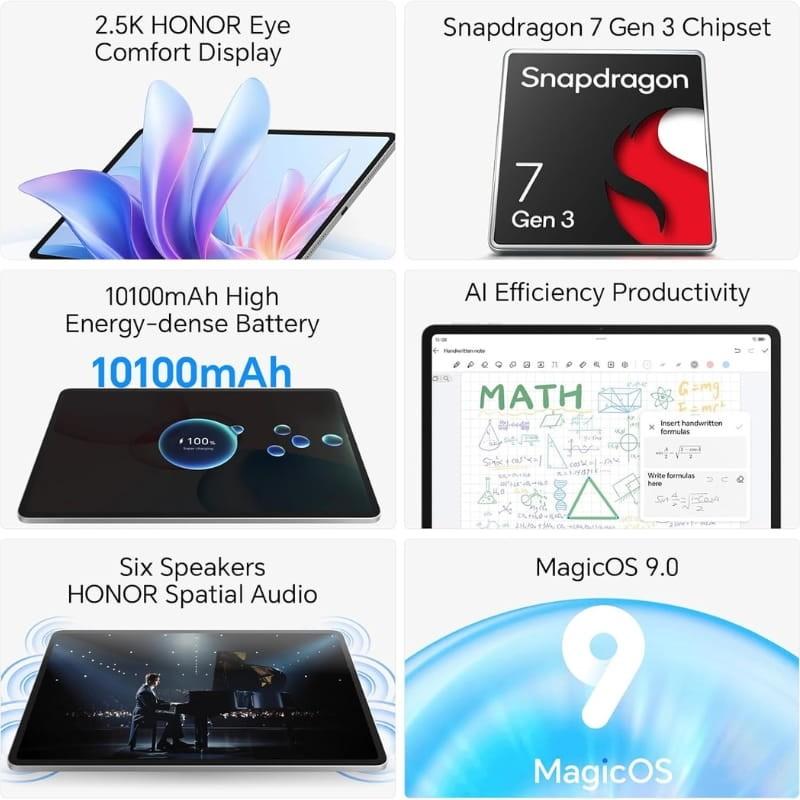 Honor Pad 10 12,1 8Go/256Go WiFi Gris - faits marquants