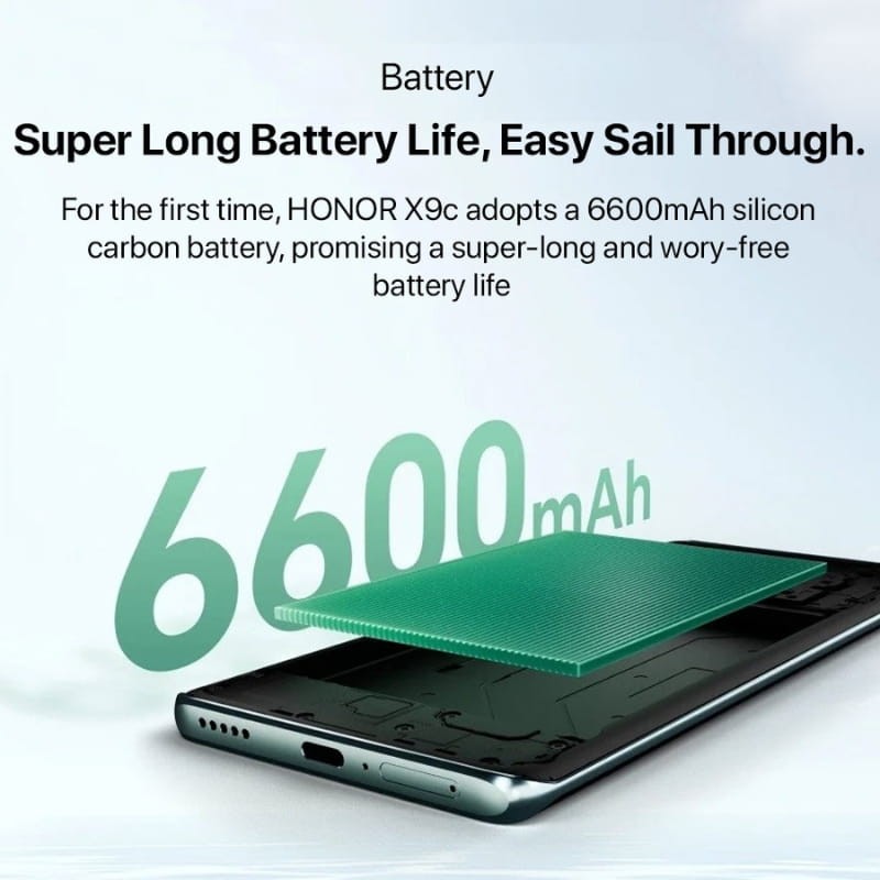 Honor X9C 5G 12 GB/256 GB Roxo - capacidade da bateria
