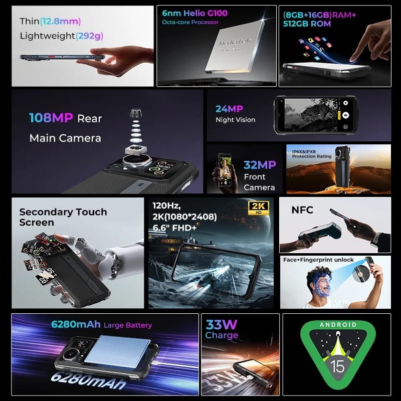 Hotwav Cyber 16 Pro 8GB/512GB Bronze - caraterísticas principais