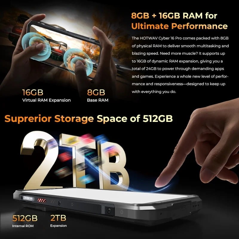 Hotwav Cyber 16 Pro 8GB/512GB Bronze - expansão da memória