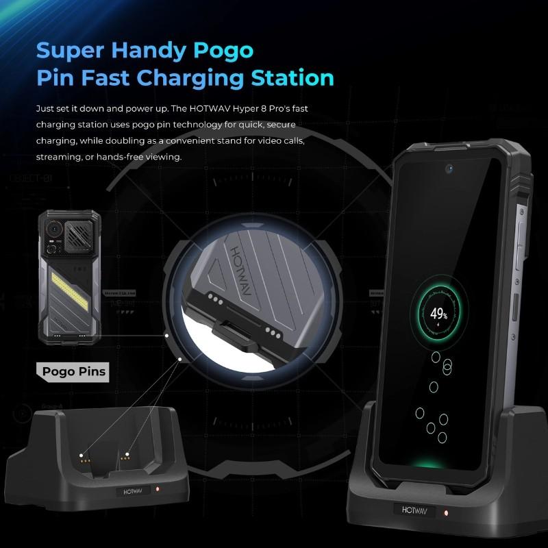 Hotwav Hyper 8 Pro 5G 12Go/512Go Robuste - Chargement de la broche pogo