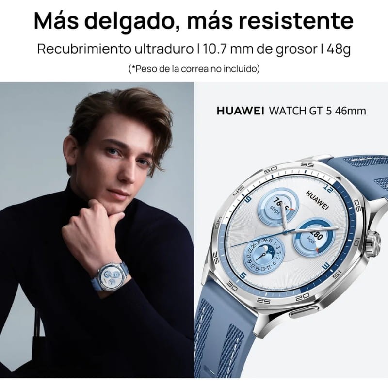 Huawei GT 5 46mm Correa de Cuero Marrón - diseño delgado