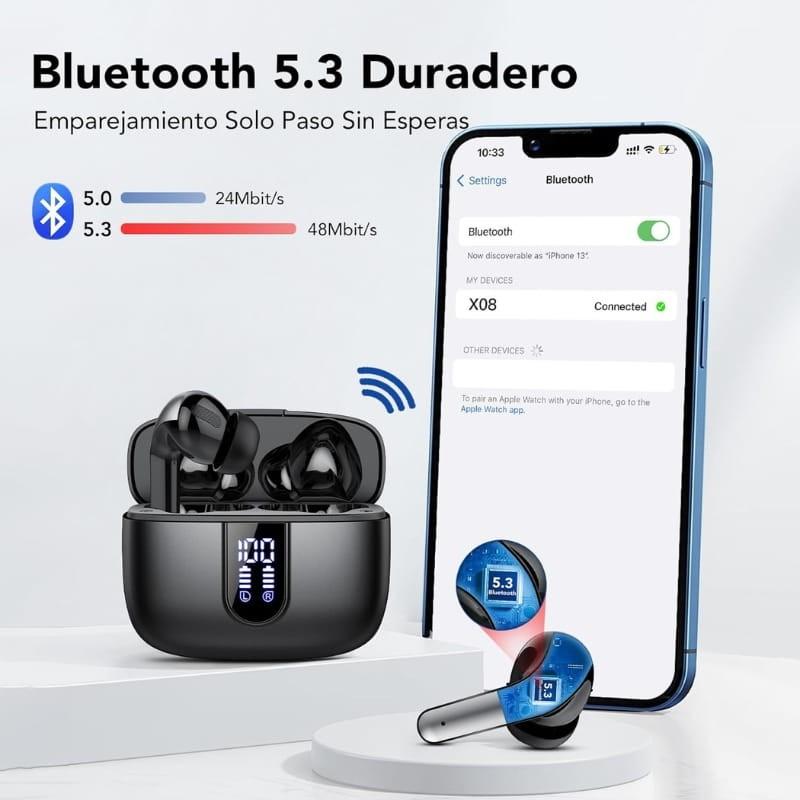 IKT X08 Negro - Auriculares Bluetooth - conectividad Bluetooth