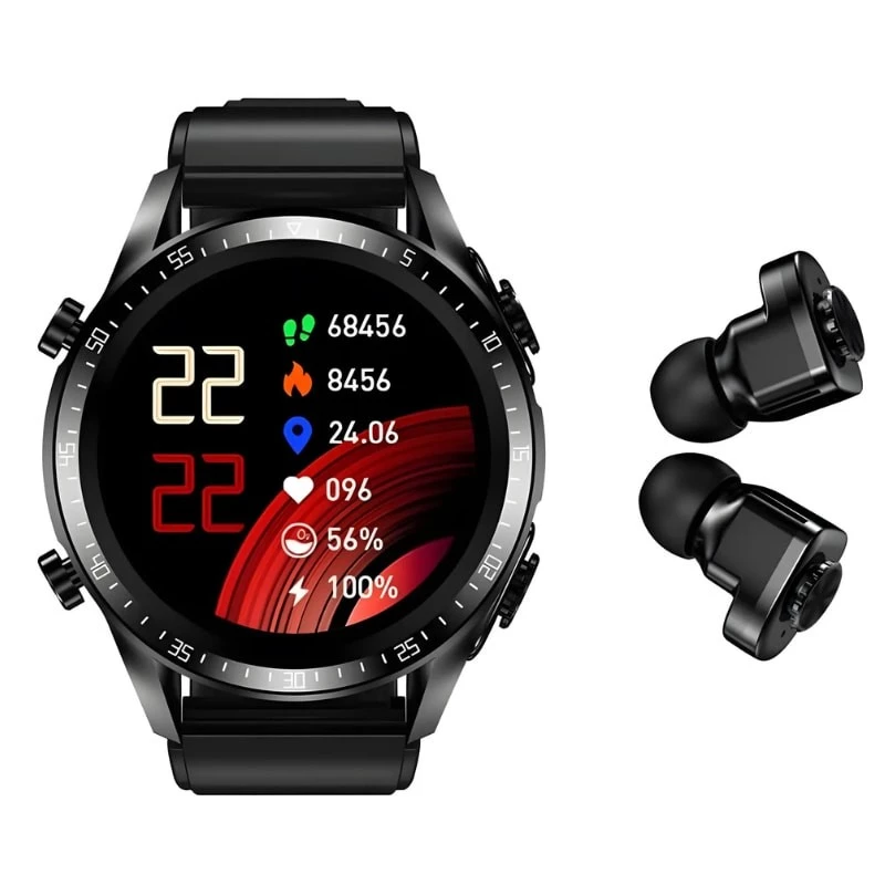 JM03 Preto com Pulseira de Silicone e Auriculares TWS