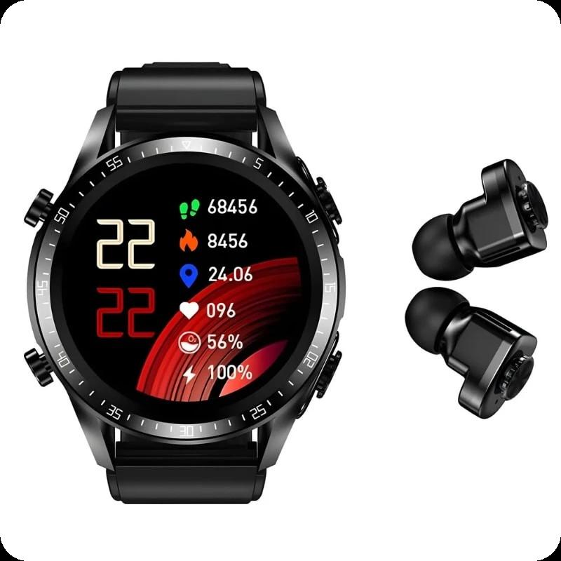 JM03 Noir avec bracelet en silicone et écouteurs TWS