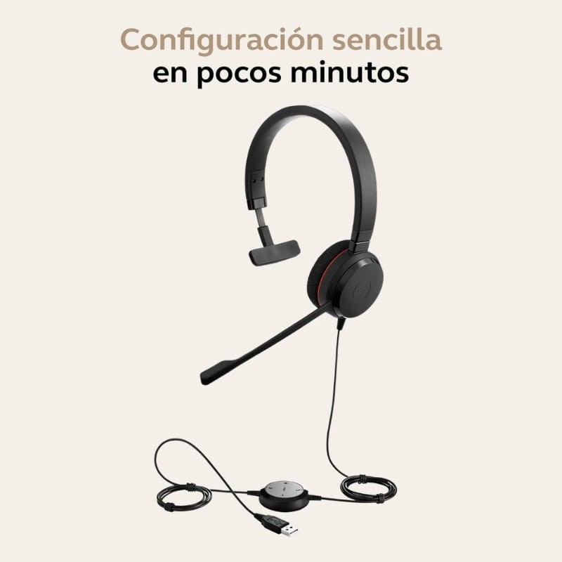 Jabra Evolve 20 UC Mono (USB-A) - instalação plug and play