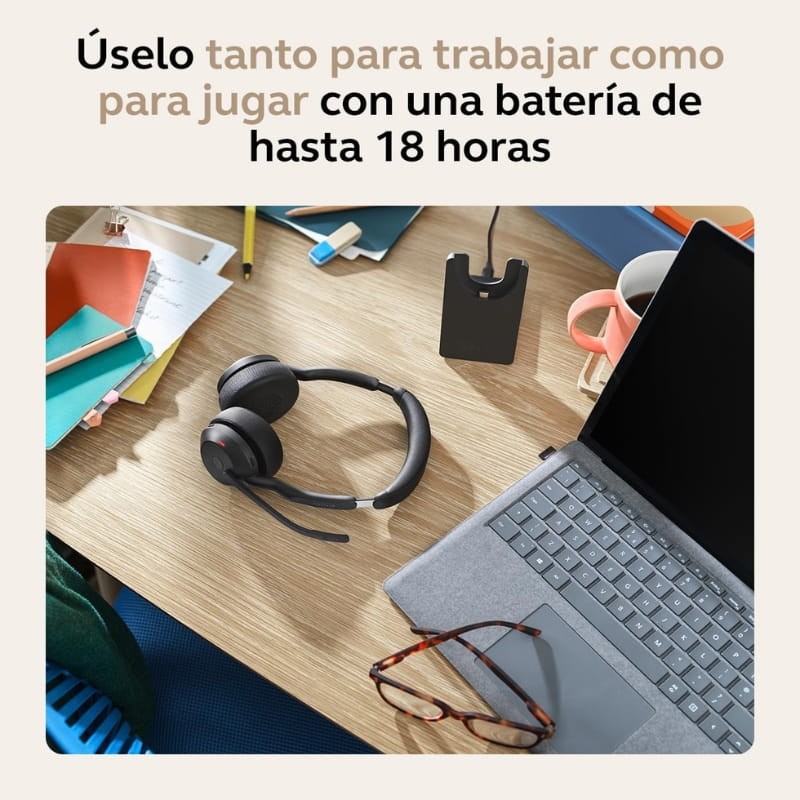 Jabra Evolve2 55 MS Stéréo ANC (USB-A) . autonomie de la batterie