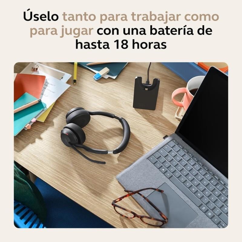 Jabra Evolve2 55 MS Stéréo ANC (USB-A) . autonomie de la batterie