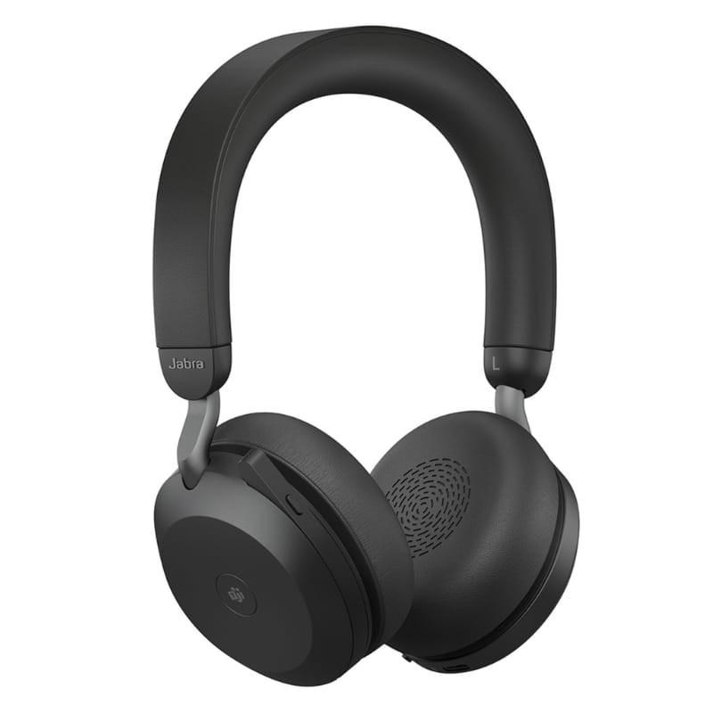 Jabra Evolve2 75 UC ANC Negro - Auriculares Inalámbricos con Micrófono y Soporte de Carga - vista a 45 grdaos