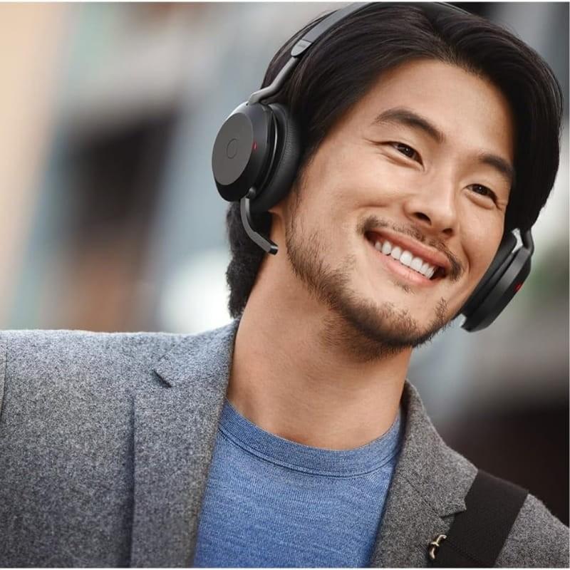 Jabra Evolve2 75 UC ANC Negro - Auriculares Inalámbricos con Micrófono y Soporte de Carga - conectividad inalámbrica