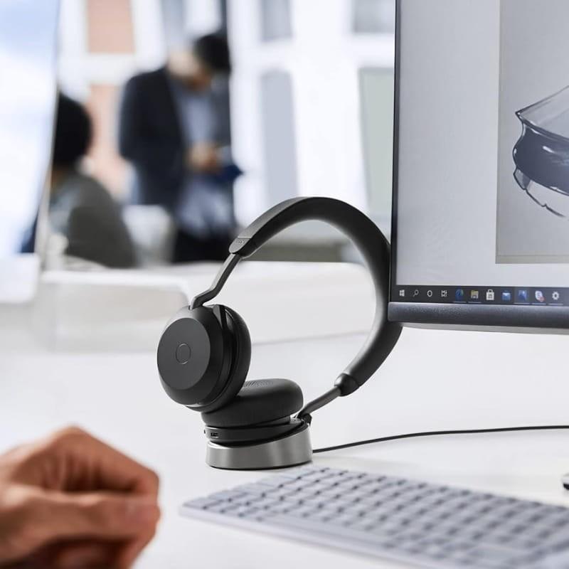 Jabra Evolve2 75 UC ANC Negro - Auriculares Inalámbricos con Micrófono y Soporte de Carga - soporte de carga