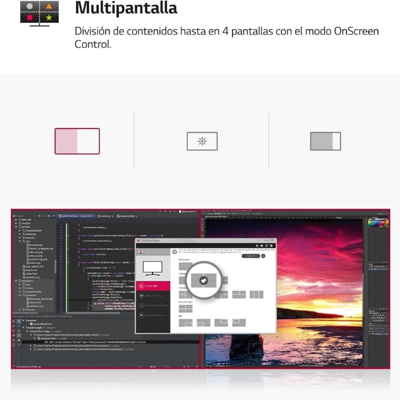 LG 34WR55QK-B 34 Pulgadas WQHD VA Curvo 100 Hz - multipantalla