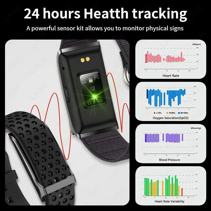 LIGE BWH59 Negro - Pulsera de Actividad - monitoreo de salud