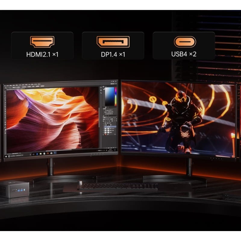 MINISFORUM Elite Mini UM890 Pro AMD Ryzen 9 8945HS 32Go/512Go W11 - quadruple sortie vidéo