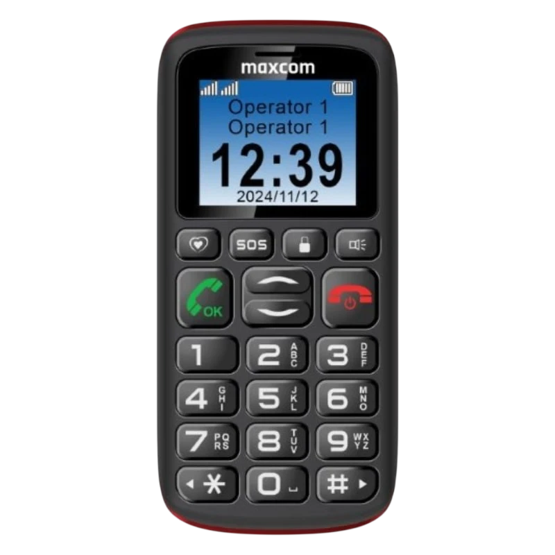 Maxcom Comfort MM428L, 1.77", 2G, Dual SIM, Botón Grande, Botón SOS, USB C, Negro