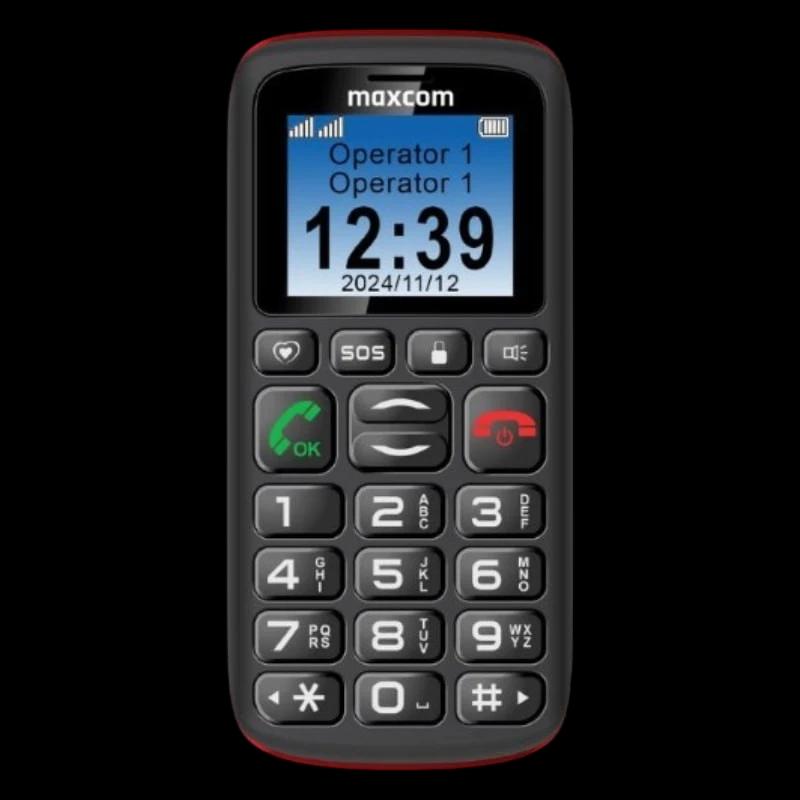 Maxcom Comfort MM428L, 1,77", 2G, Dual SIM, Botão Grande, Botão SOS, USB C, Preto
