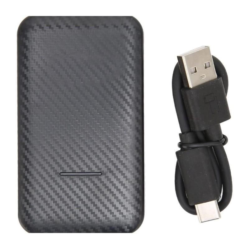 Mini Dongle AI Box - Adaptador inalámbrico CarPlay/Android Auto - vista frontal y cable USB